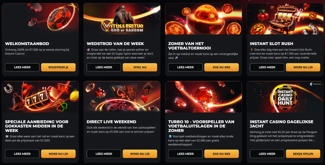 Instant Casino Promoties en Sportsbonussen Instant Casino Promoties en Sportsbonussen